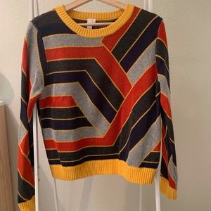 Anthropologie SI-IAE Colorful Geometric Sweater